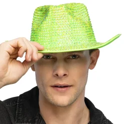 Hot Boland Party Partners B.V. Cowboyhat med Strass UV Neongrøn