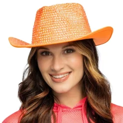 Sale Boland Party Partners B.V. Cowboyhat med Strass UV Neonorange