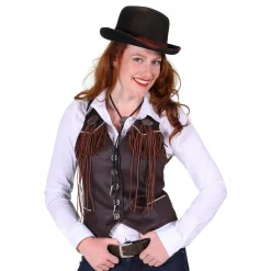 Thetru B.V. Cowboy Vest Dame Brun Deluxe - Tilbehør|Udklædningskostumer