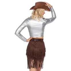 Wilbers Karnaval B.V. Cowgirl med Nederdel Sølv/Brun Deluxe Kostume