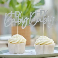 Ginger Ray Ltd Cupcake Toppers Hey Baby - Oppyntning|Bagning