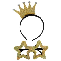 Hisab/Joker Company AB Diadem med Krone og Briller Guld - Tilbehør|Accessories