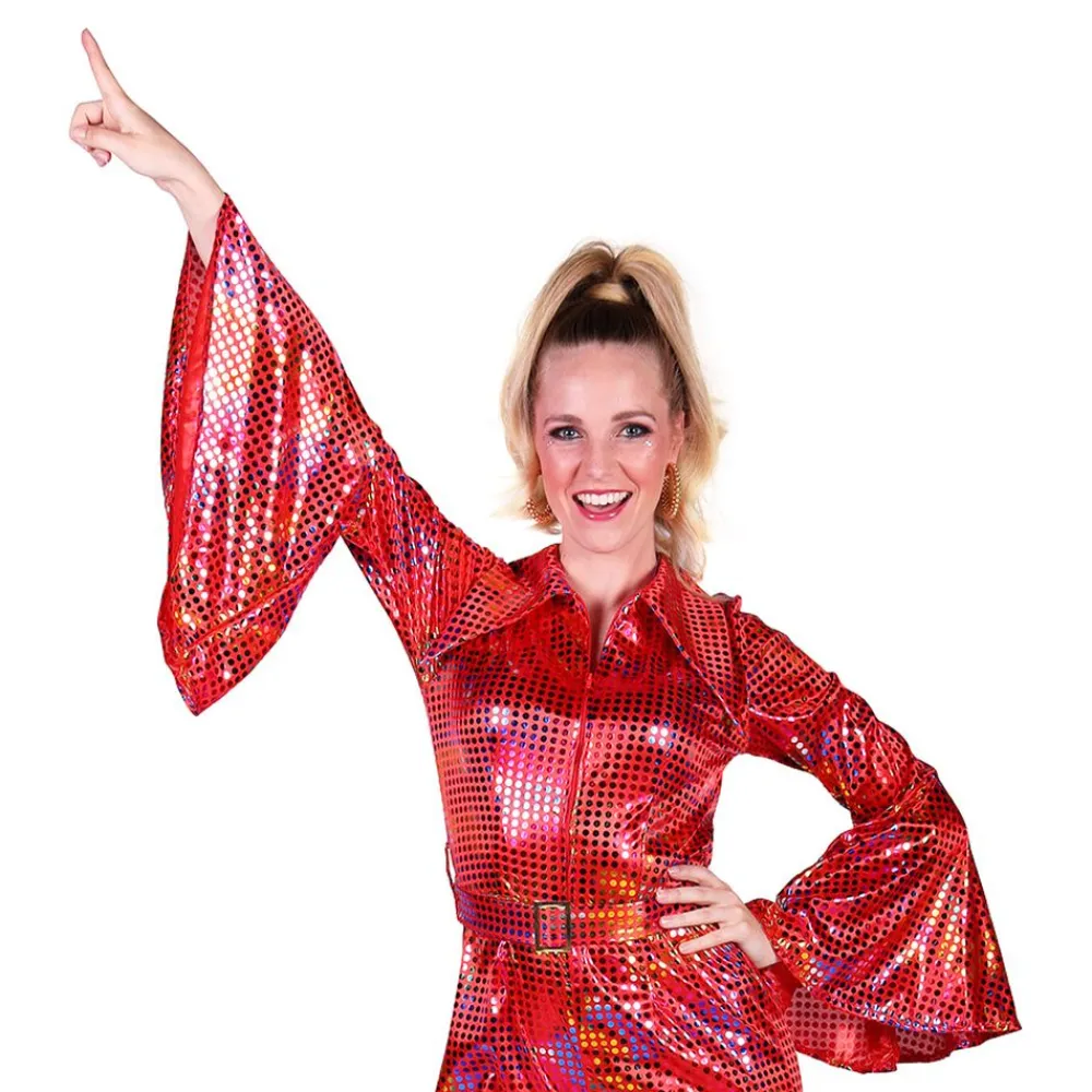 Clearance Thetru B.V. Disco Jumpsuit Rød Farveskinnende Kostume