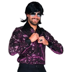 Outlet Thetru B.V. Disco Skjorte Herre Sort/Lilla Deluxe