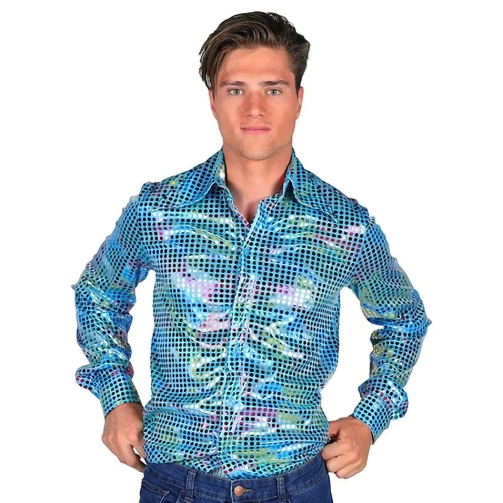 Clearance Thetru B.V. Disco Skjorte Herre Turkis Farveskinnende
