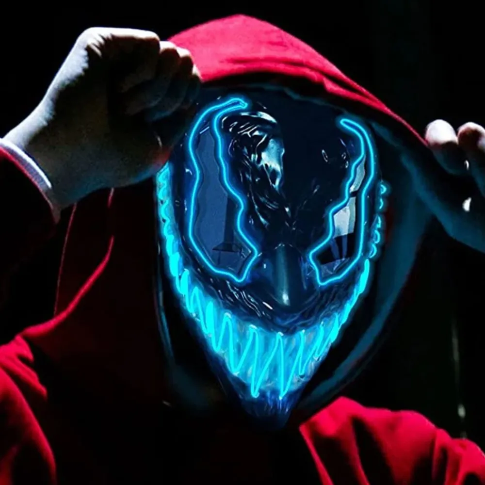 Original Cup SAS El Wire Djævel Blå LED Maske - Tøj|Masker