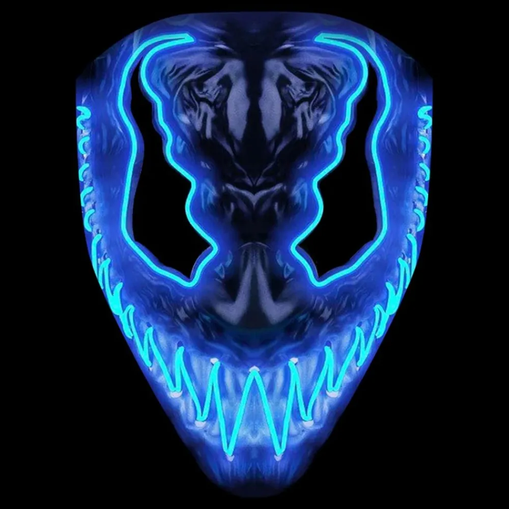 Original Cup SAS El Wire Djævel Blå LED Maske - Tøj|Masker