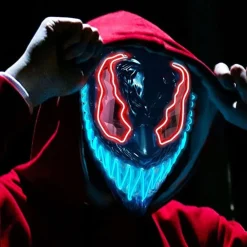 Original Cup SAS El Wire Djævel Rød/Blå LED Maske - Tøj|Masker