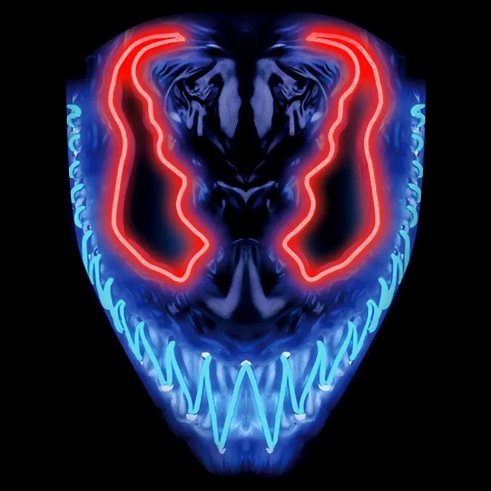 Original Cup SAS El Wire Djævel Rød/Blå LED Maske - Tøj|Masker