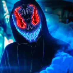Original Cup SAS El Wire Djævel Rød/Blå LED Maske - Tøj|Masker