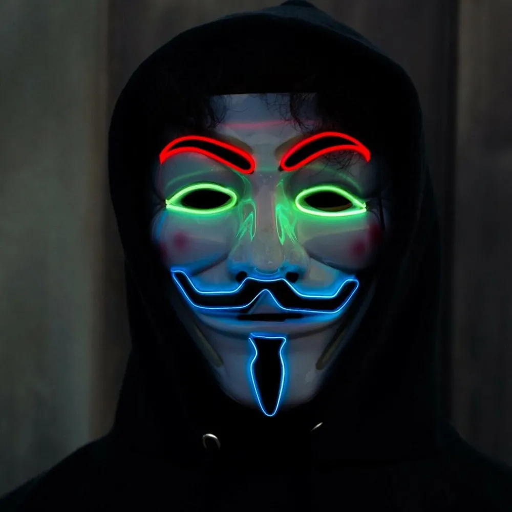 Outlet Partyking AB EL Wire V For Vendetta LED Maske