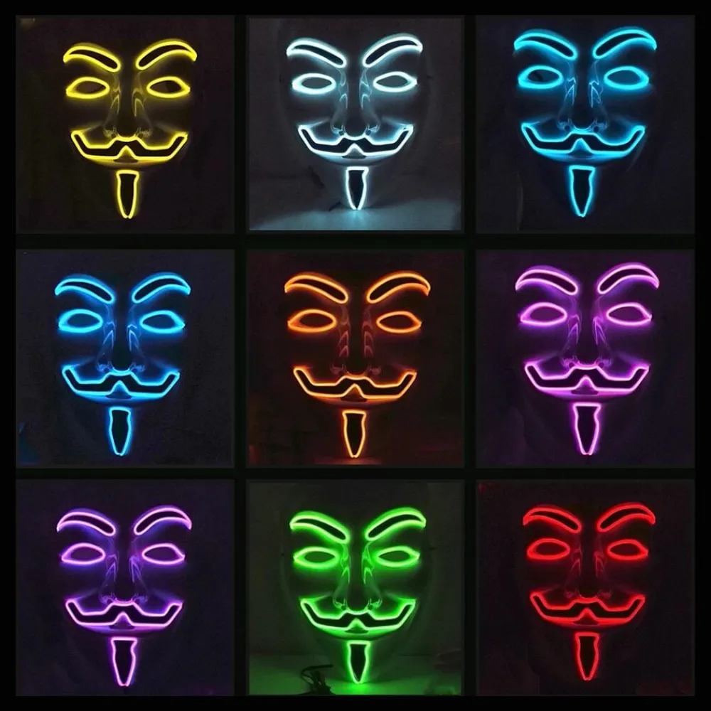 Outlet Partyking AB EL Wire V For Vendetta LED Maske