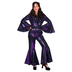 Thetru B.V. 70'er Disco Jumpsuit Lilla Kostume Deluxe - Udklædningskostumer|Kostumetema