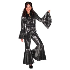 Thetru B.V. 70'er Disco Jumpsuit Sølv Kostume Deluxe - Udklædningskostumer|Kostumetema