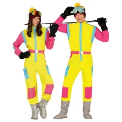 Fiestas Guirca, S.L 80'er Skioverall Lyserød/Gul Herre Kostume - Udklædningskostumer|Kostumetema