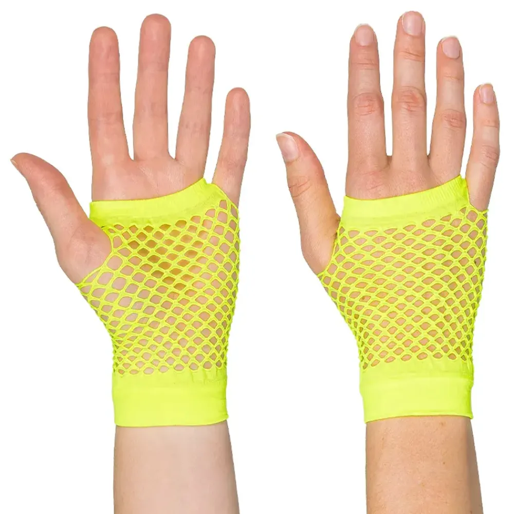 Best Boland Party Partners B.V. 80’er UV Fingerløse Korte Neongule Net-handsker