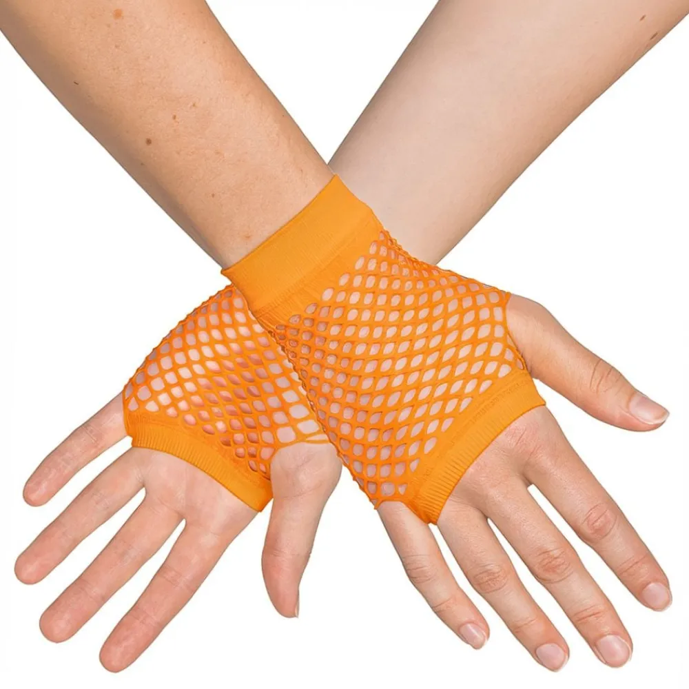 Boland Party Partners B.V. 80’er UV Fingerløse Nethandsker Korte Neonorange