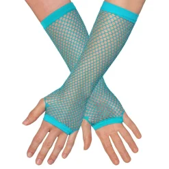 Boland Party Partners B.V. 80’er UV Fingerløse Nethandsker Lange Neonblå - Tøj|Tilbehør