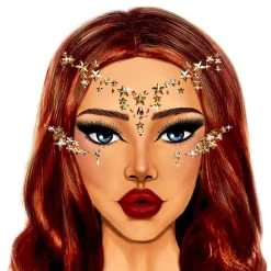 Leg Avenue Europe Face Jewels med Guldstjerner - Tøj|Accessories