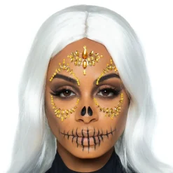 Leg Avenue Europe Face Jewels Sugar Skull Guld Deluxe - Tøj|Accessories
