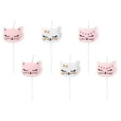 Clearance PartyDeco sp. z o.o. Fødselsdagslys Katte Hvid/Lyserød