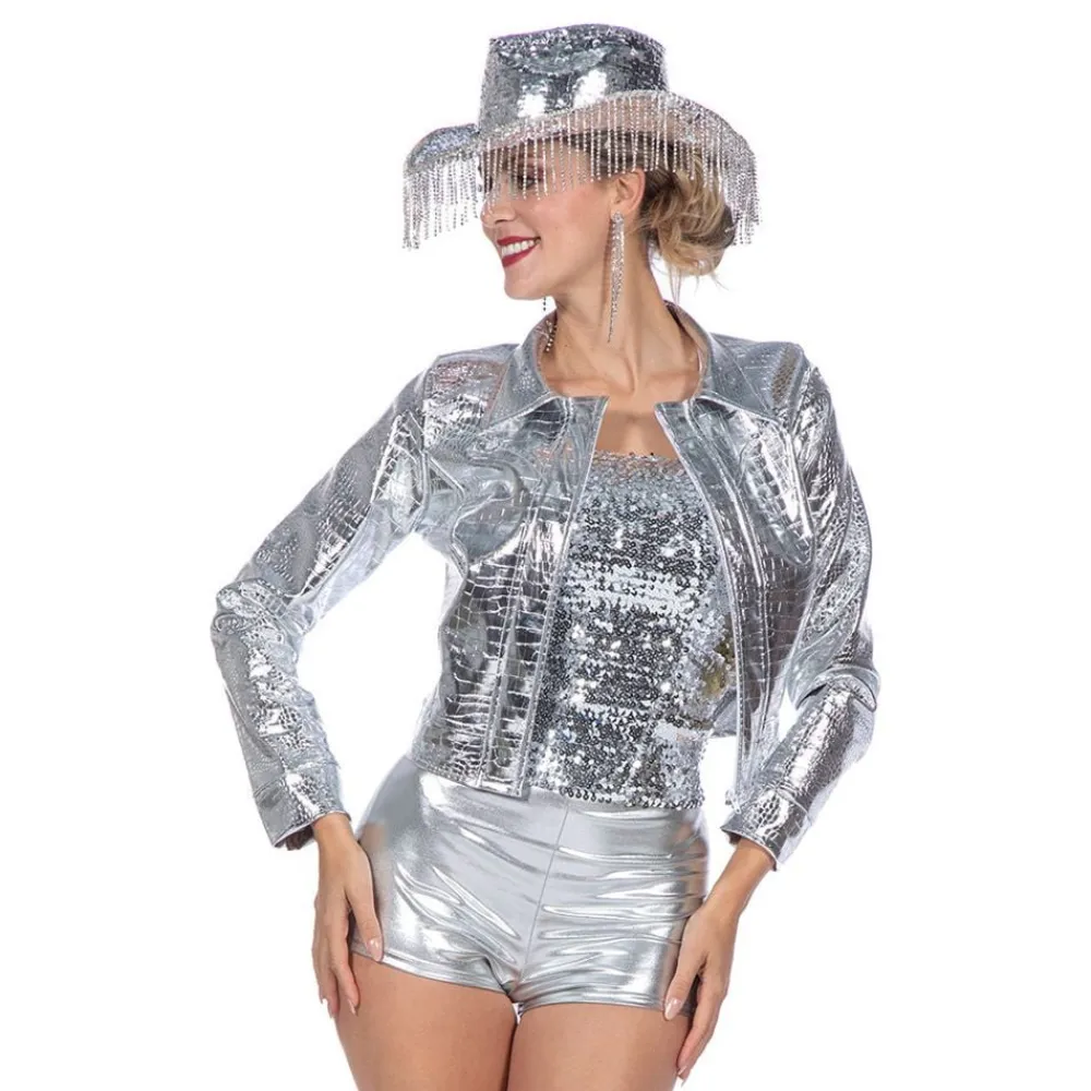 New Wilbers Karnaval B.V. Festivaljakke Croco Sølv Metallic