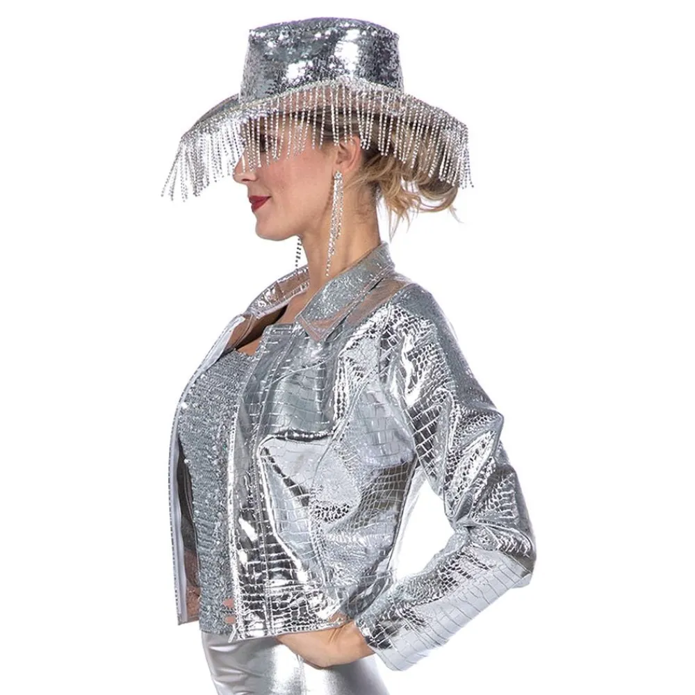 New Wilbers Karnaval B.V. Festivaljakke Croco Sølv Metallic