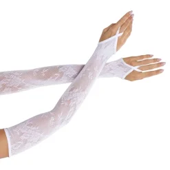 Best Leg Avenue Europe Fingerløse Hvide Lange Spetshandsker Deluxe