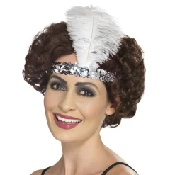 Rubies Netherland B.V. Flapper Pandebånd med Hvid Fjer - Kostumetema|Hatte