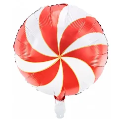 PartyDeco sp. z o.o. Foleballon Sukkerstok Hvid/Rød - Balloner