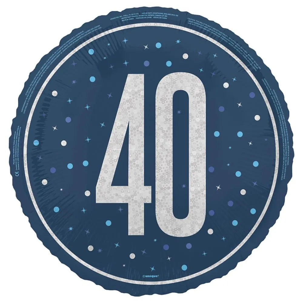 Online Unique UK Inc t/as Unique Party Folieballon 40 Blå/Sølv