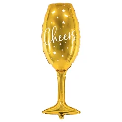 PartyDeco sp. z o.o. Folieballon Cheers Champagneglas Guld - Oppyntning|Balloner