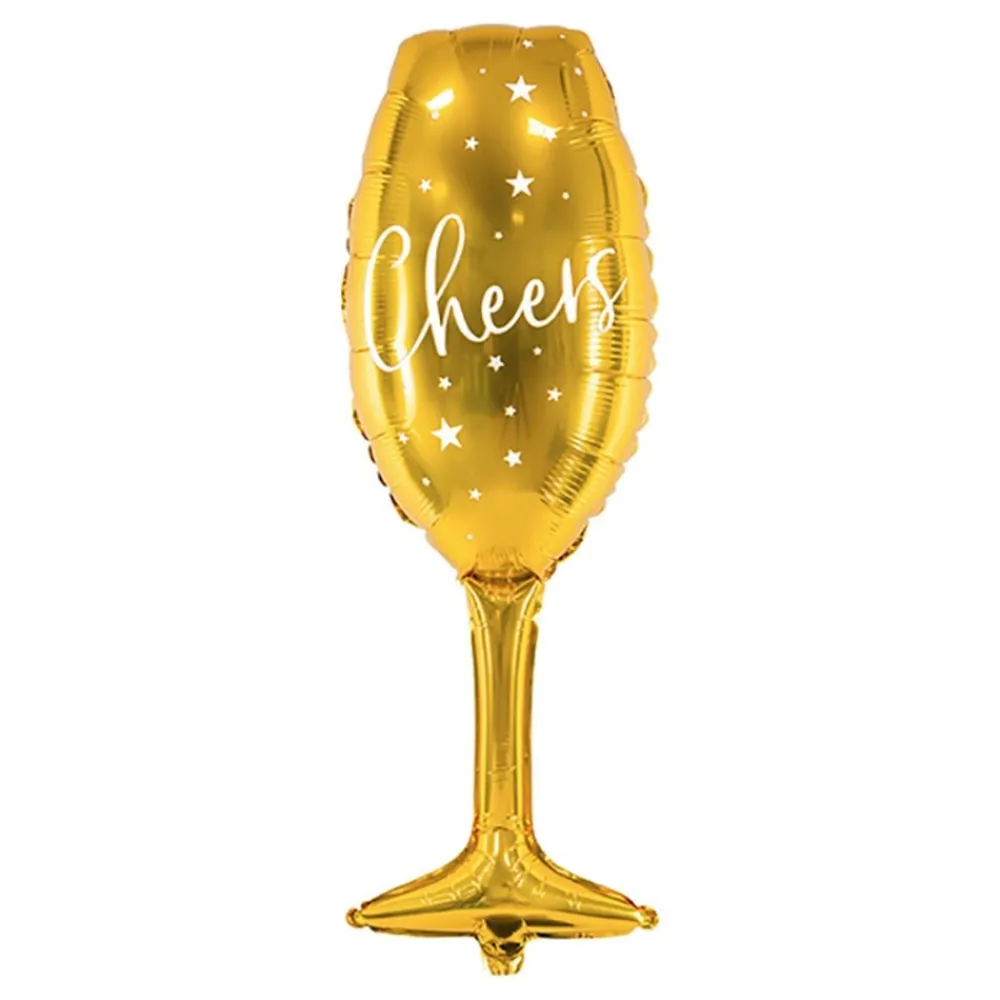 PartyDeco sp. z o.o. Folieballon Cheers Champagneglas Guld - Oppyntning|Balloner