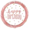 Outlet Unique UK Inc t/as Unique Party Folieballon Happy Birthday Hvid/Rosaguld