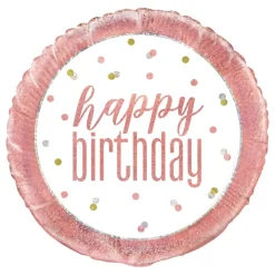 Outlet Unique UK Inc t/as Unique Party Folieballon Happy Birthday Hvid/Rosaguld