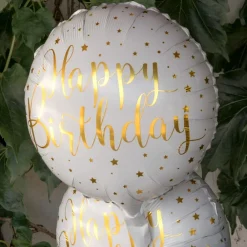 Hot Santex Folieballon Happy Birthday Hvid/Guld