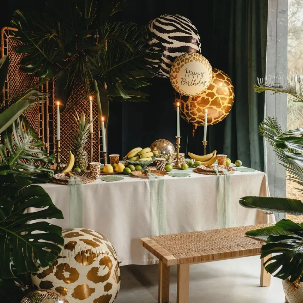 PartyDeco sp. z o.o. Folieballon Happy Birthday Leopardmønster - Balloner