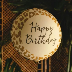 PartyDeco sp. z o.o. Folieballon Happy Birthday Leopardmønster - Balloner