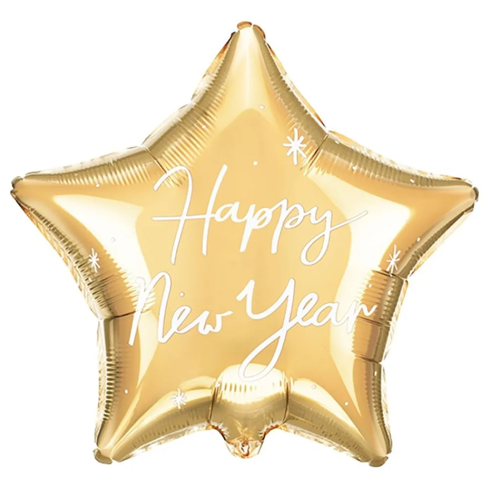PartyDeco sp. z o.o. Folieballon Happy New Year Guld Stjerne - Oppyntning|Balloner