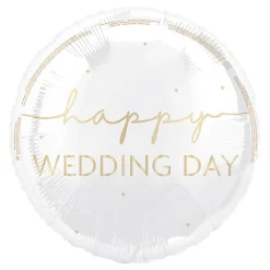 Discount Unique UK Inc t/as Unique Party Folieballon Happy Wedding Day Hvid