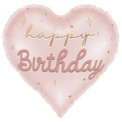 Discount Ballongkungen AB Folieballon Hjerte Happy Birthday Lyserød Pastel
