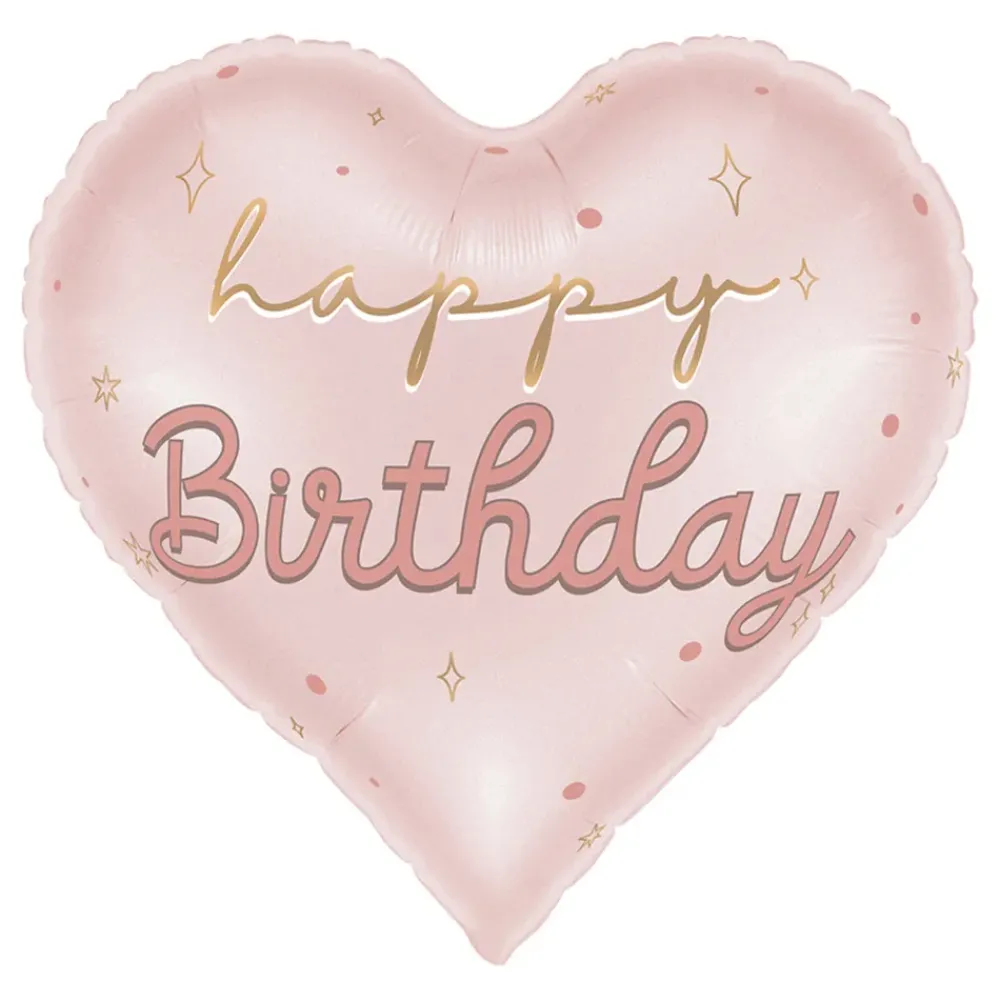 Discount Ballongkungen AB Folieballon Hjerte Happy Birthday Lyserød Pastel