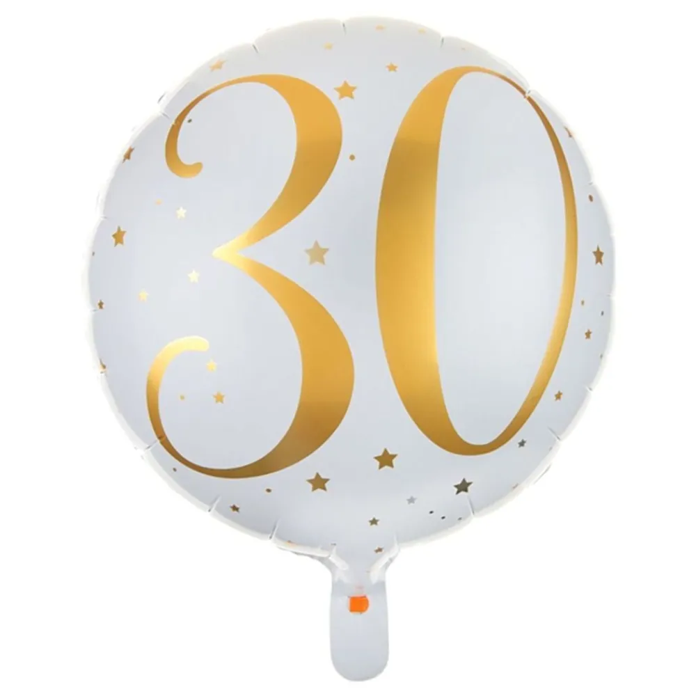 Santex Folieballon 30 Hvid/Guld - Balloner