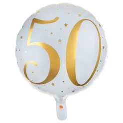 Clearance Santex Folieballon 50 Hvid/Guld