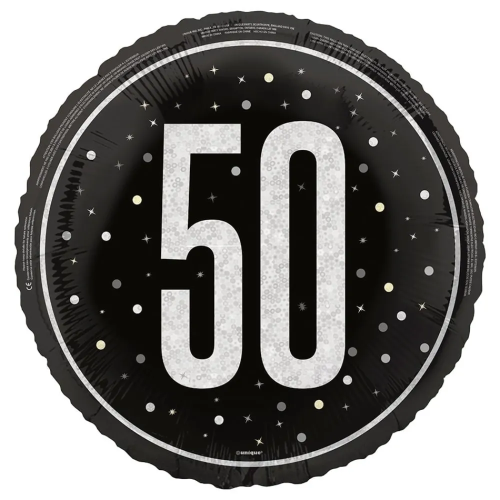 Online Unique UK Inc t/as Unique Party Folieballon 50 Sort/Sølv