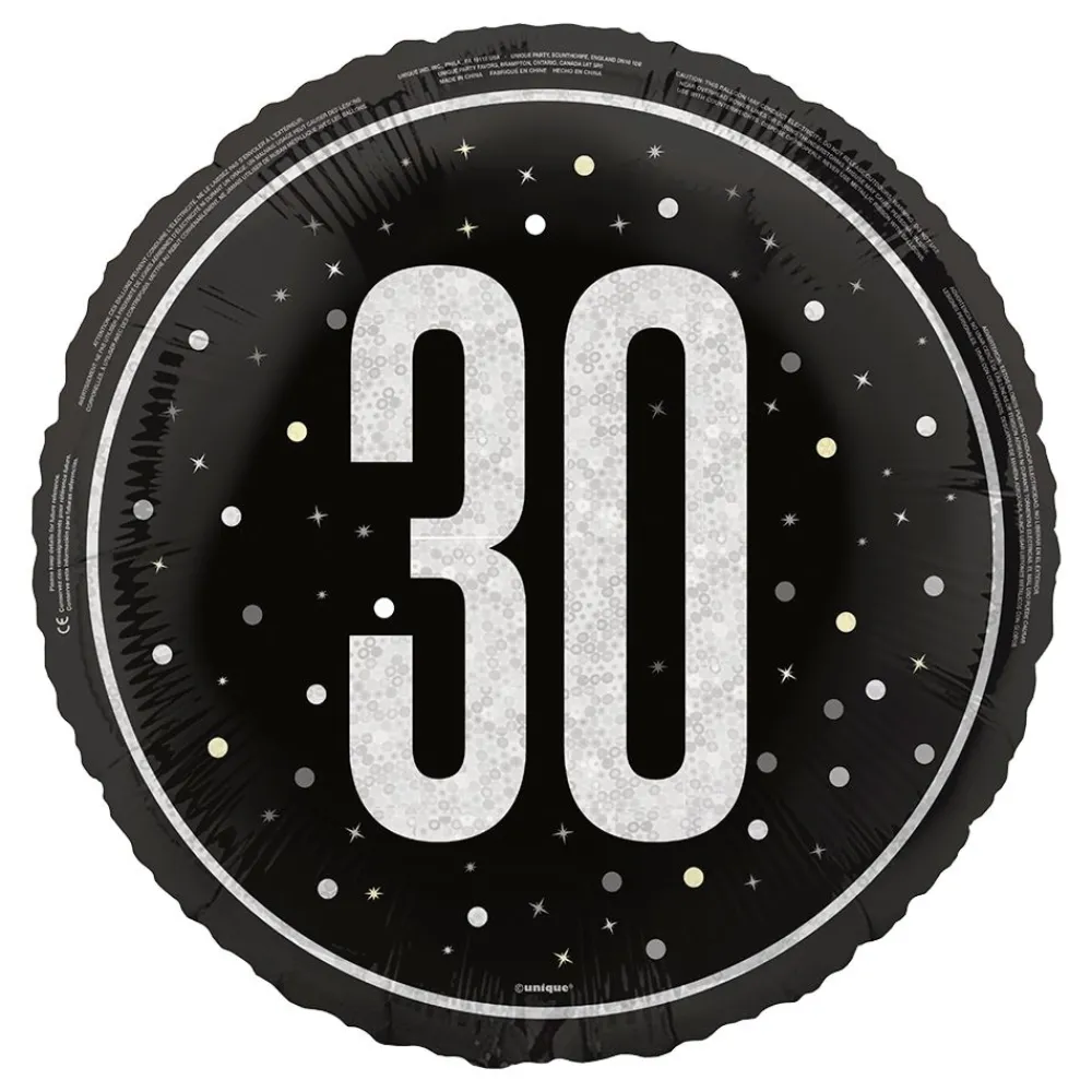 Sale Unique UK Inc t/as Unique Party Folieballon 30 Sort/Sølv