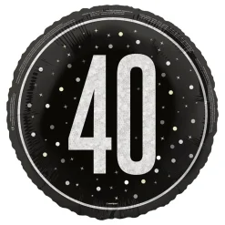 Sale Unique UK Inc t/as Unique Party Folieballon 40 Sort/Sølv