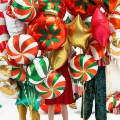 PartyDeco sp. z o.o. Folieballon Sukkerstok Grøn/Rød - Balloner