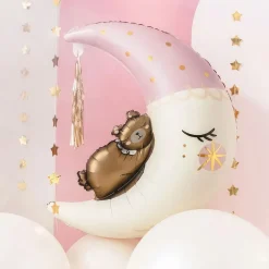 Discount PartyDeco sp. z o.o. Folieballon Teddybjørn på Måne Lyserød