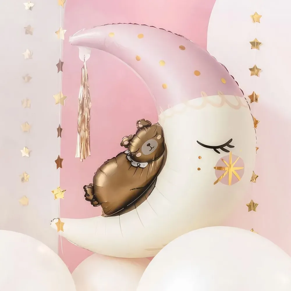 Discount PartyDeco sp. z o.o. Folieballon Teddybjørn på Måne Lyserød